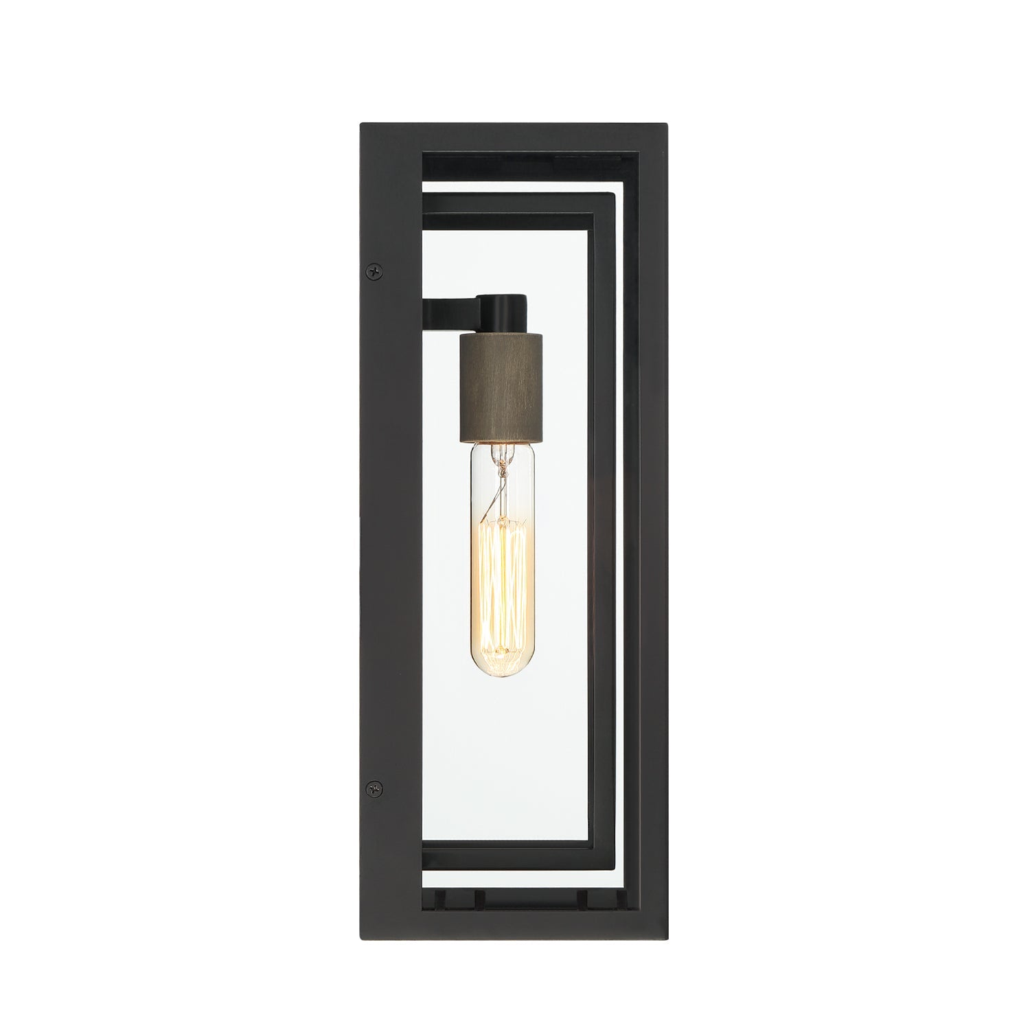 Wall lamp with double frame and glass finish