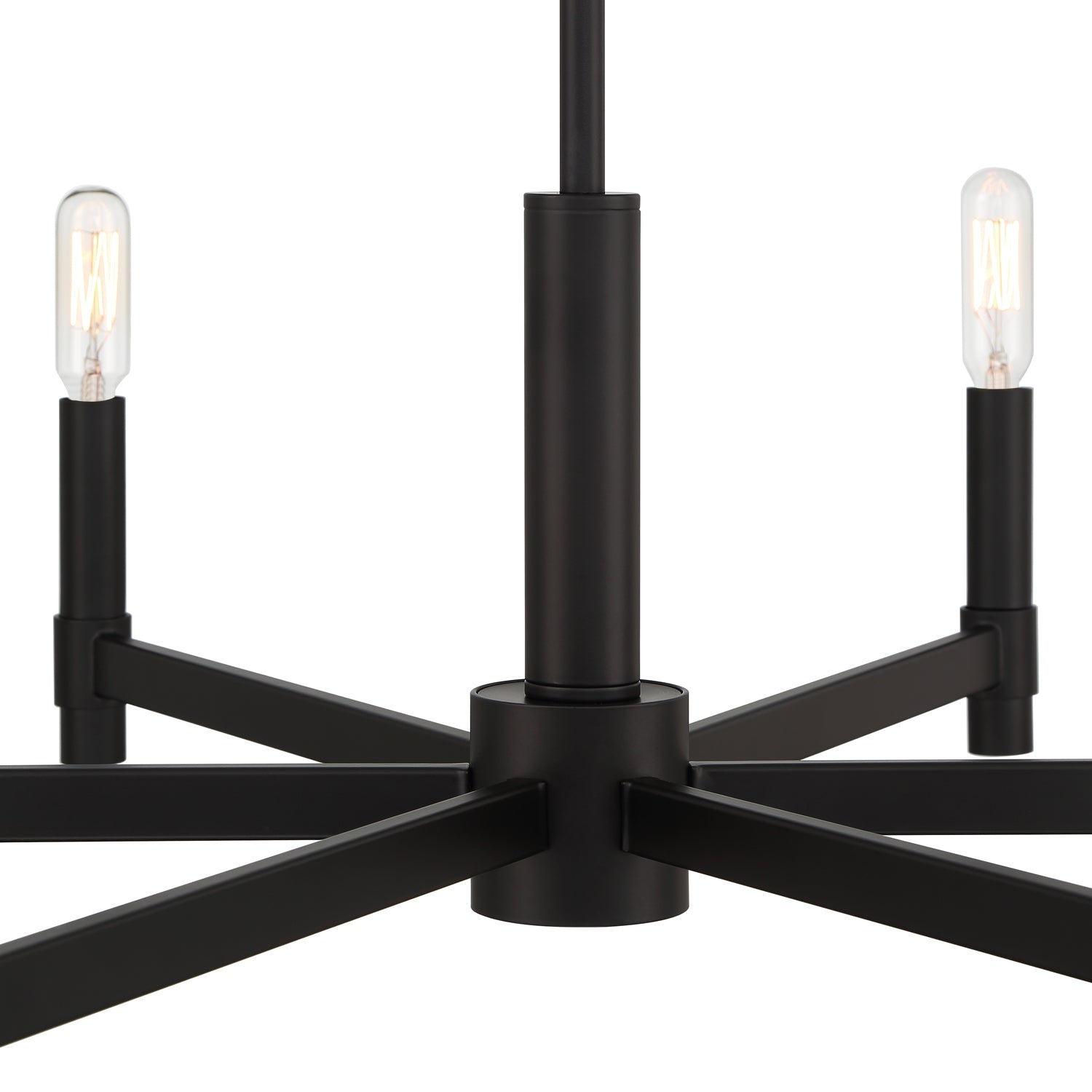 Industrial pendant lamp with six arms in a round arrangement