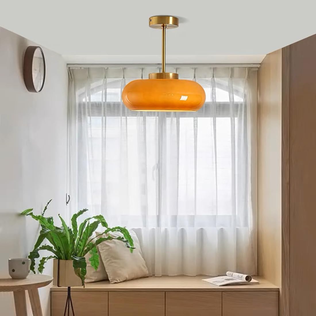 Modern Warm Tinted Round Ceiling Light for Living Room and Bedroom