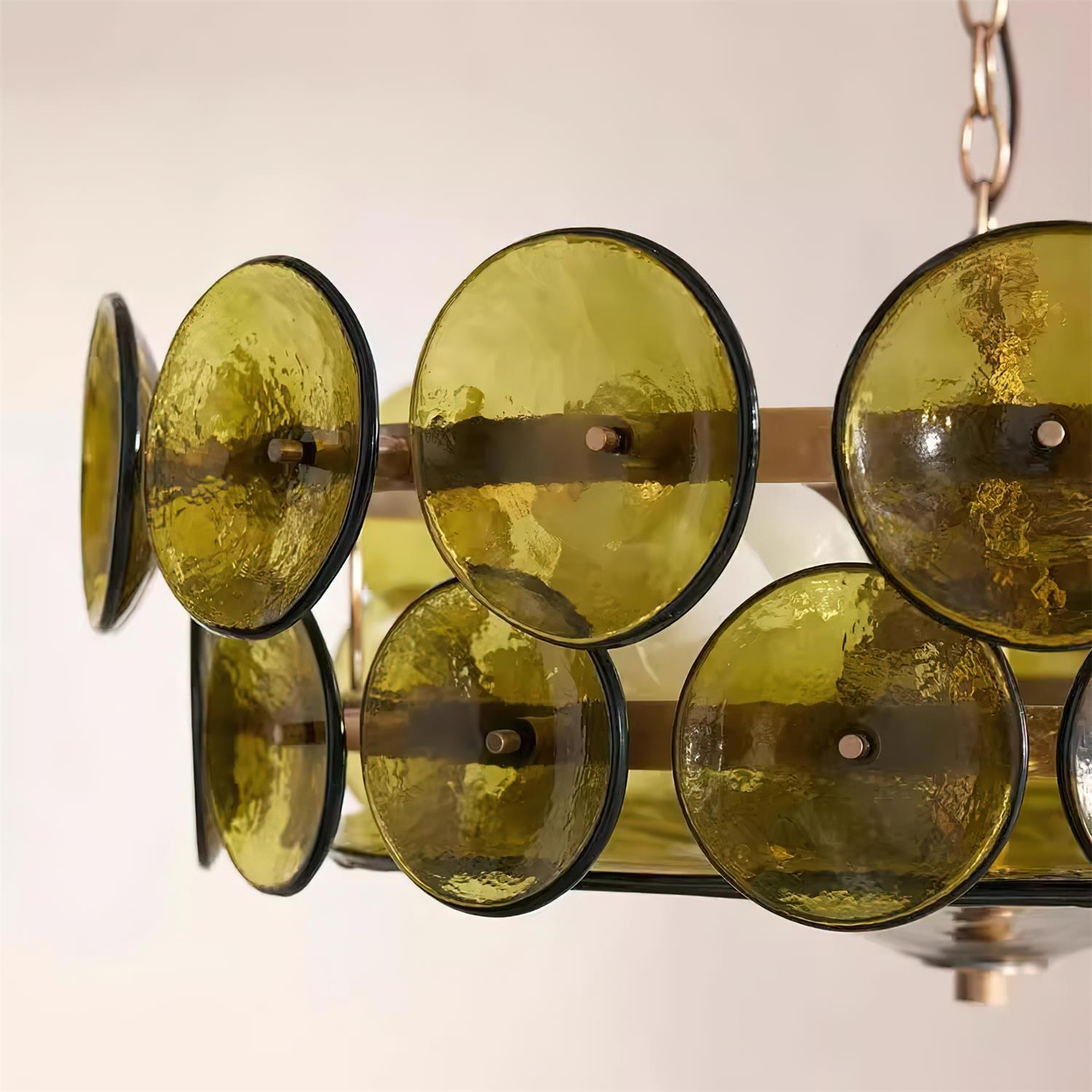 Amber Glass Mid-Century Retro Glass Chandeliers
