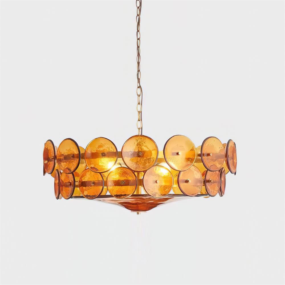 Amber Glass Mid-Century Retro Glass Chandeliers