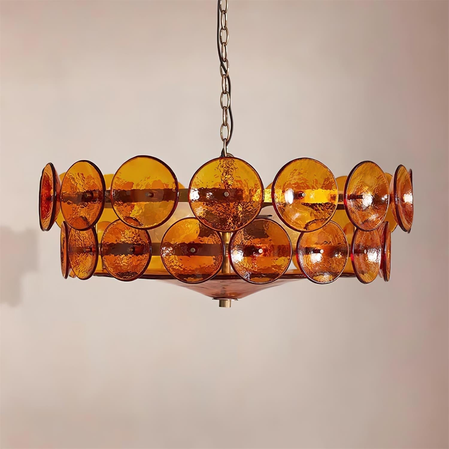 Amber Glass Mid-Century Retro Glass Chandeliers