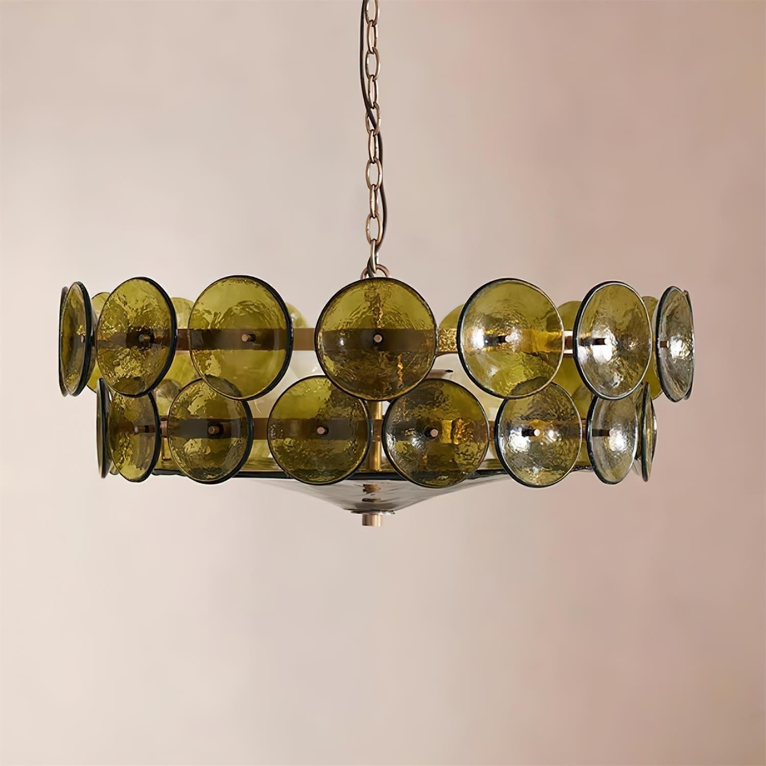 Amber Glass Mid-Century Retro Glass Chandeliers