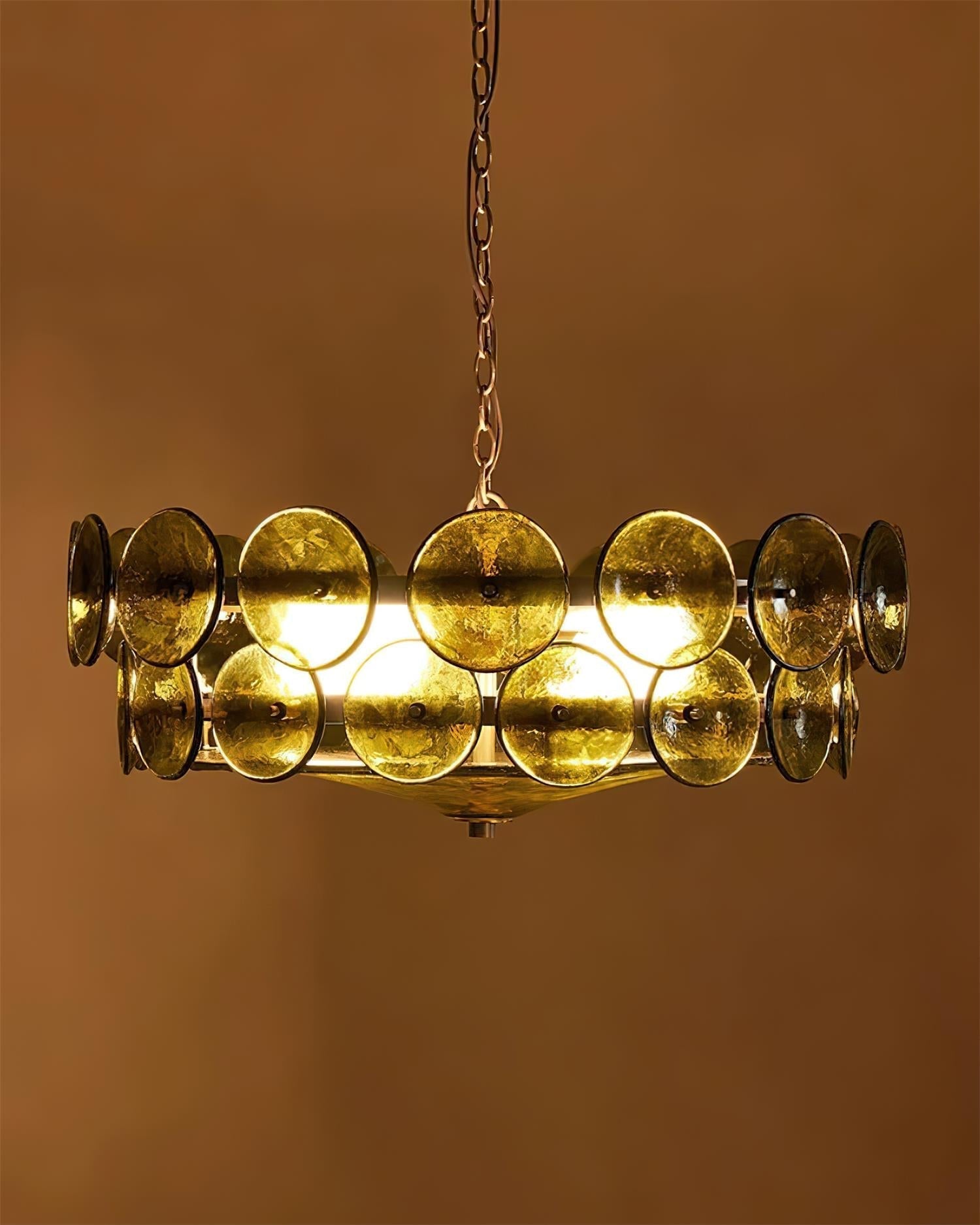 Amber Glass Mid-Century Retro Glass Chandeliers