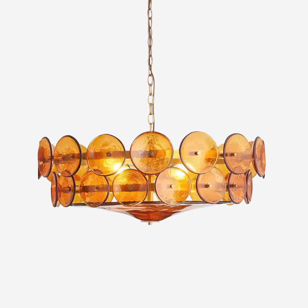 Amber Glass Mid-Century Retro Glass Chandeliers