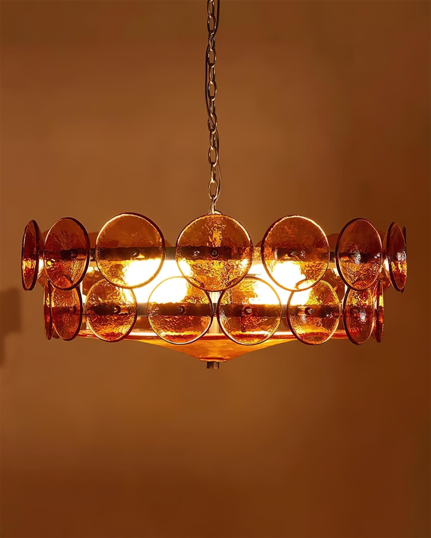Amber Glass Mid-Century Retro Glass Chandeliers