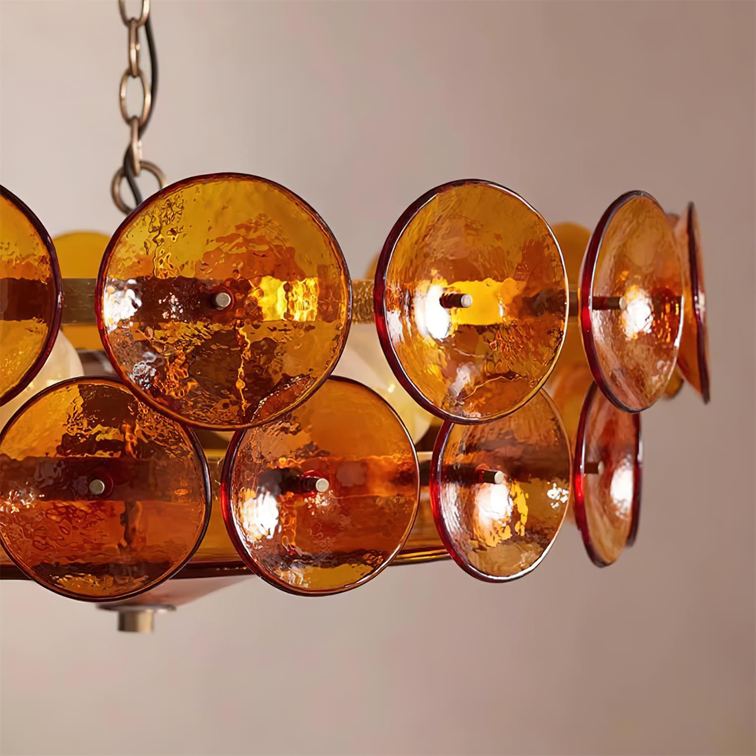 Amber Glass Mid-Century Retro Glass Chandeliers