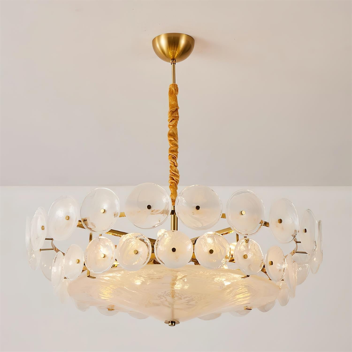Amber Glass Mid-Century Retro Glass Chandeliers