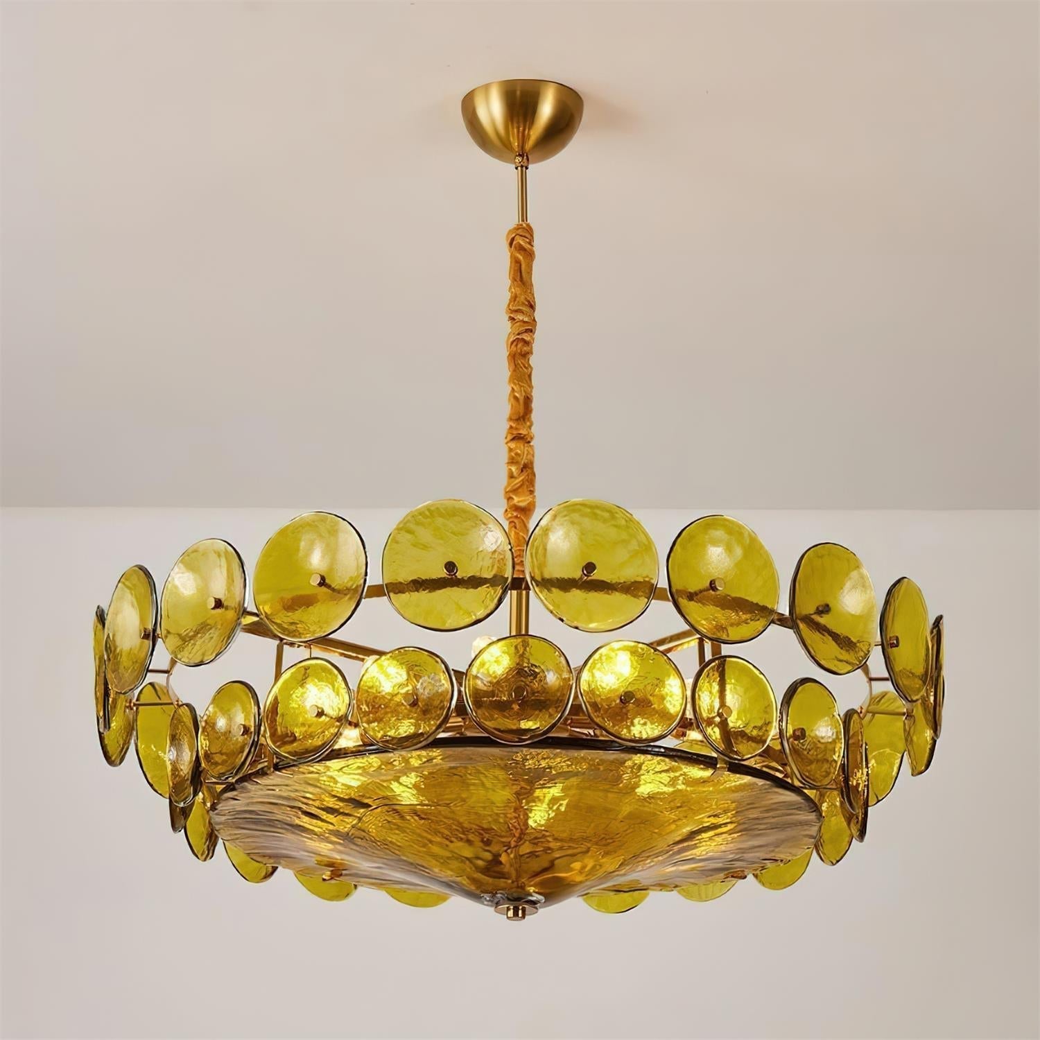 Amber Glass Mid-Century Retro Glass Chandeliers
