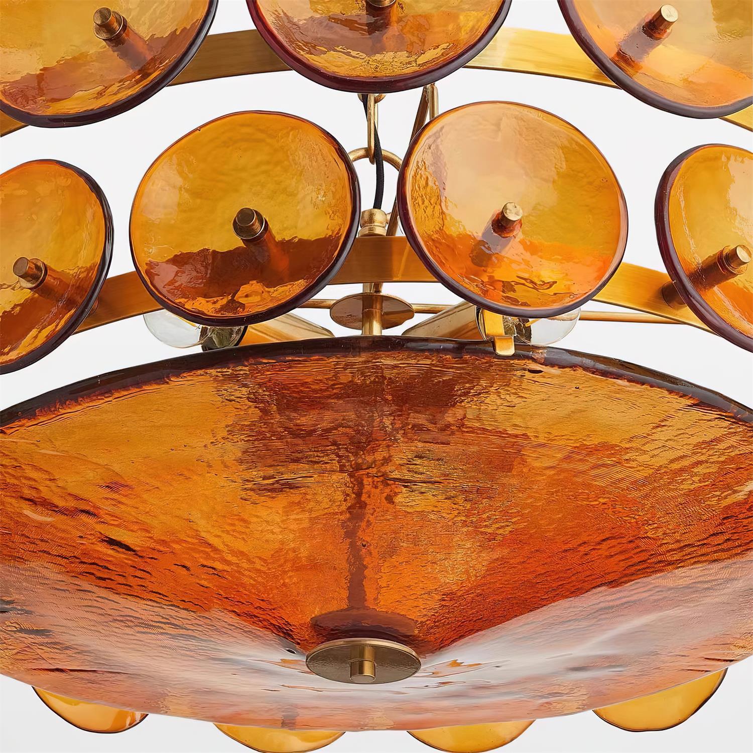 Amber Glass Mid-Century Retro Glass Chandeliers