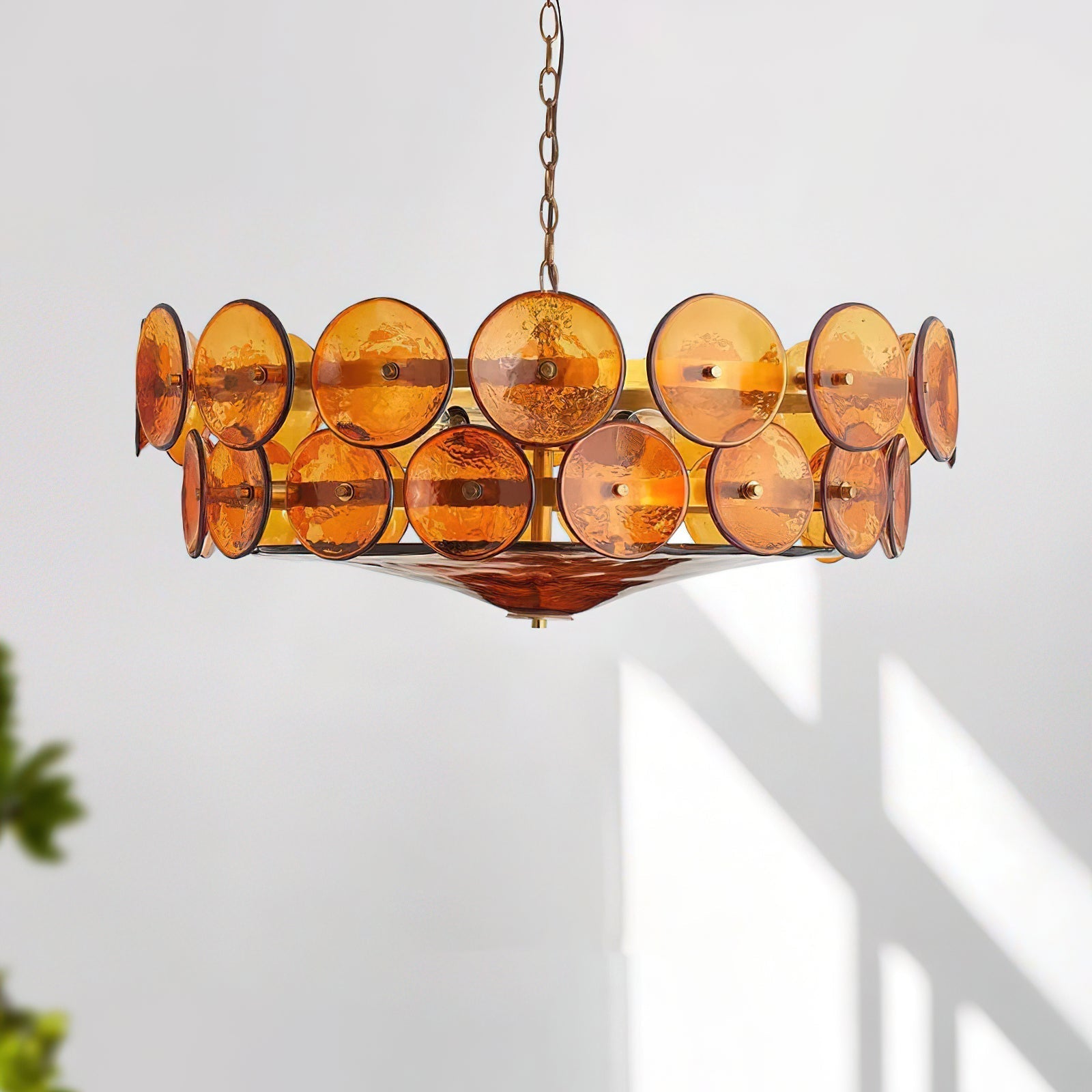 Amber Glass Mid-Century Retro Glass Chandeliers