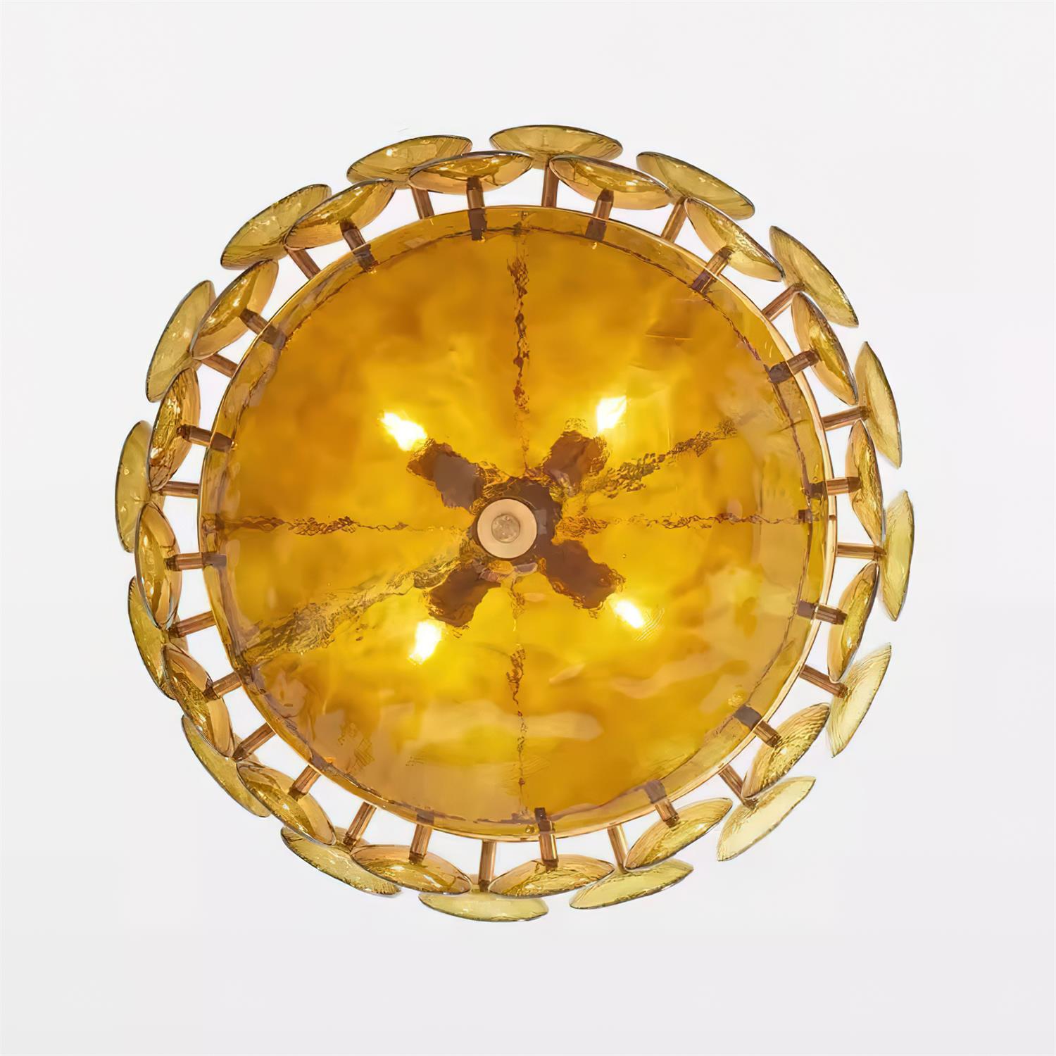 Amber Glass Mid-Century Retro Glass Chandeliers
