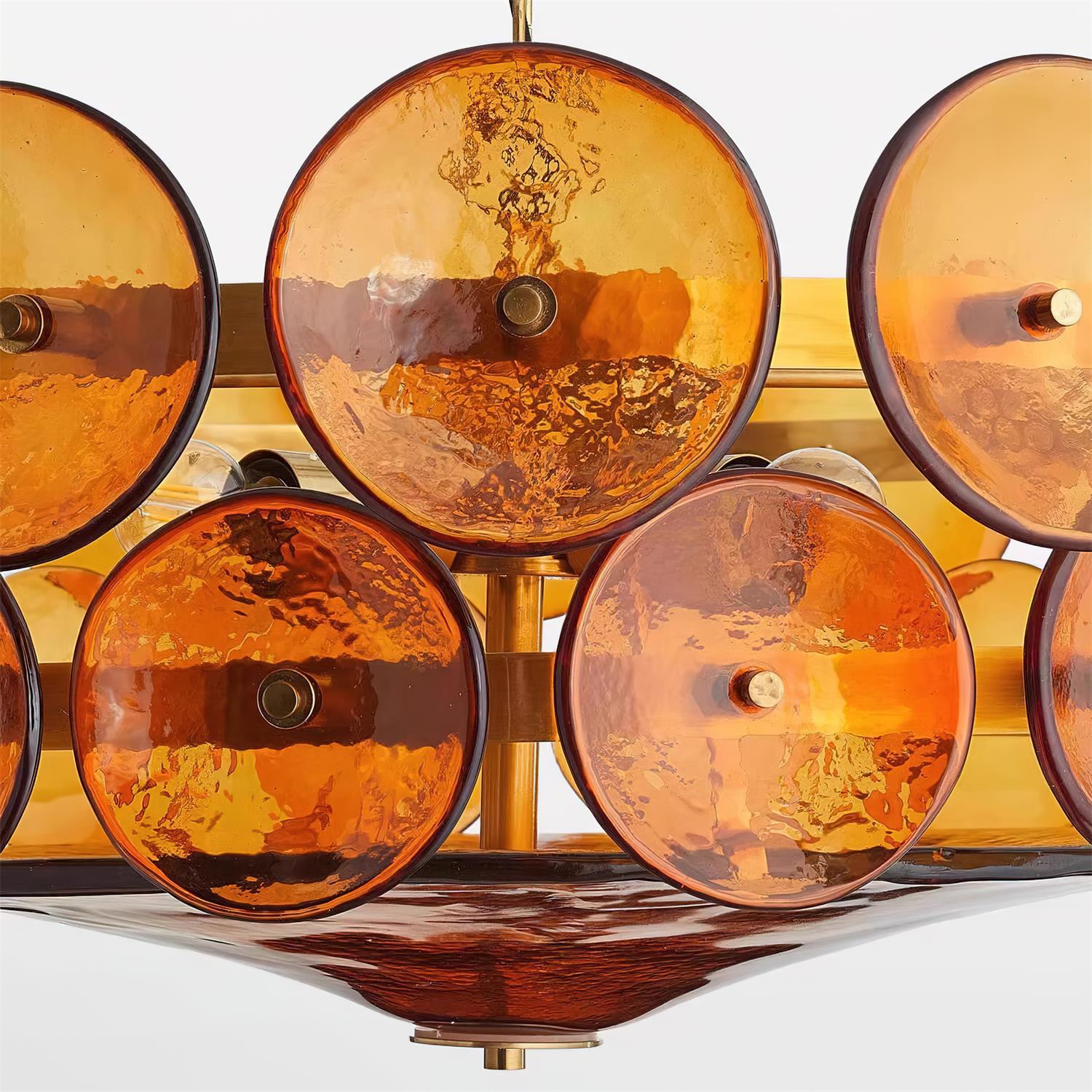 Amber Glass Mid-Century Retro Glass Chandeliers