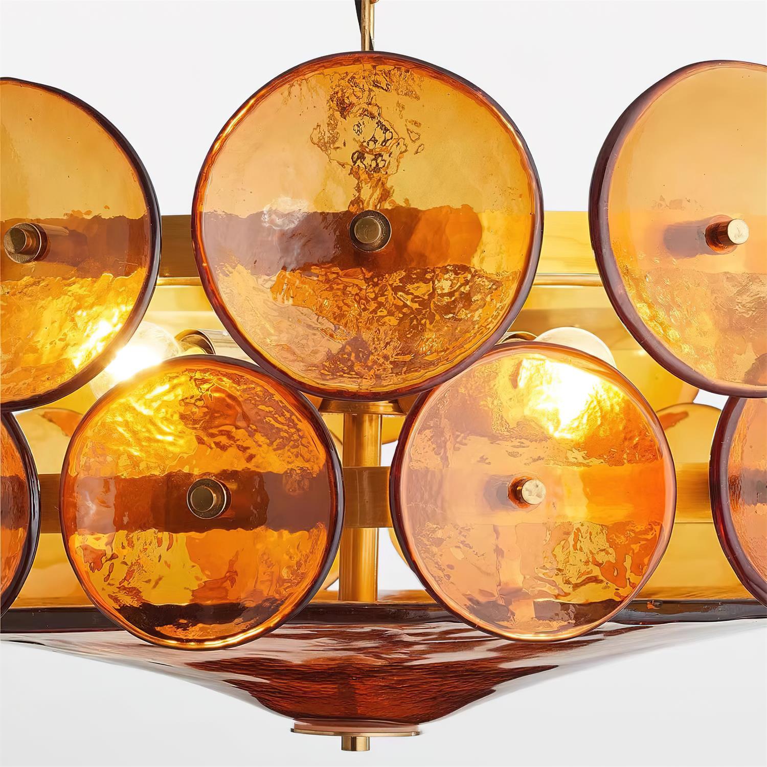 Amber Glass Mid-Century Retro Glass Chandeliers