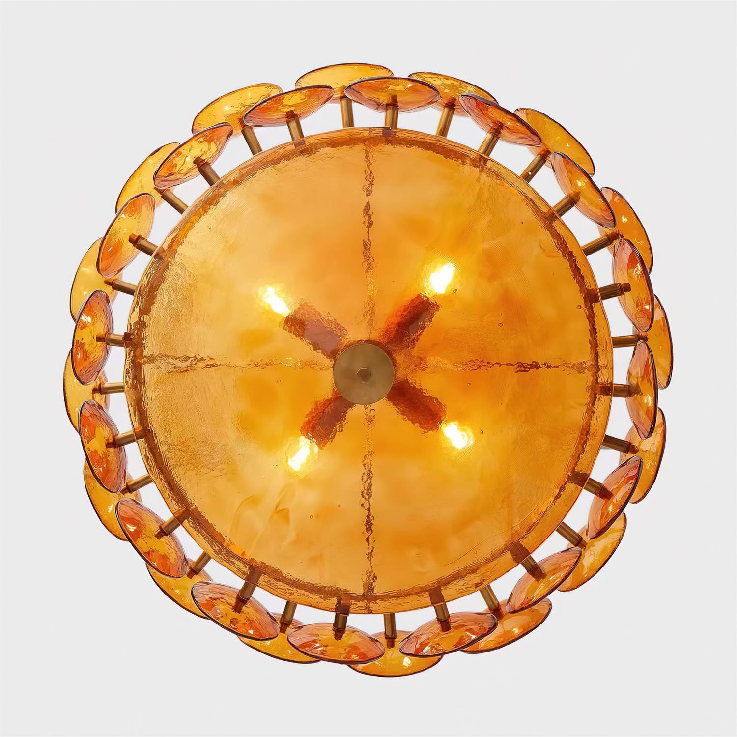 Amber Glass Mid-Century Retro Glass Chandeliers