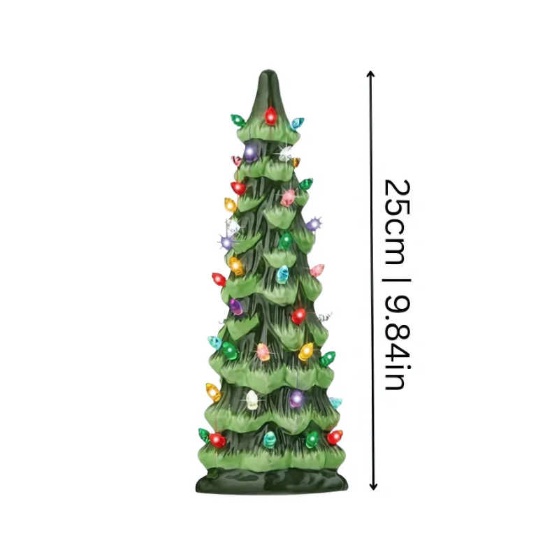 Hand-Painted LED Christmas Tree Set with Warm Glow and Auto Timer