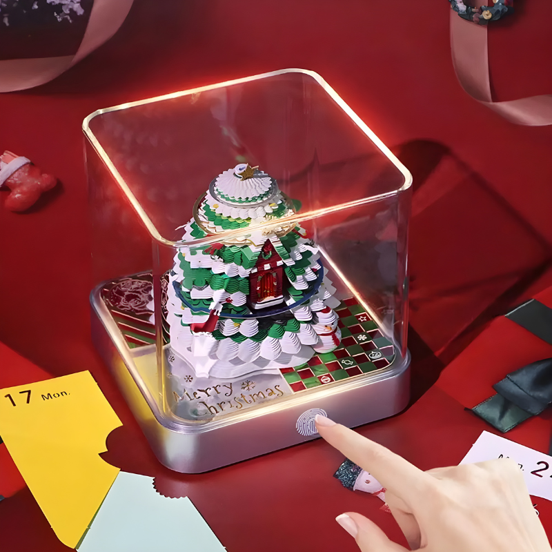 Christmas 3D Desk Calendar with LED Glow Creative Holiday Desktop Decor