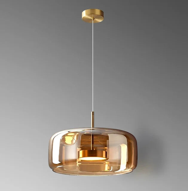 Strak chic hanglamp met glazen kap