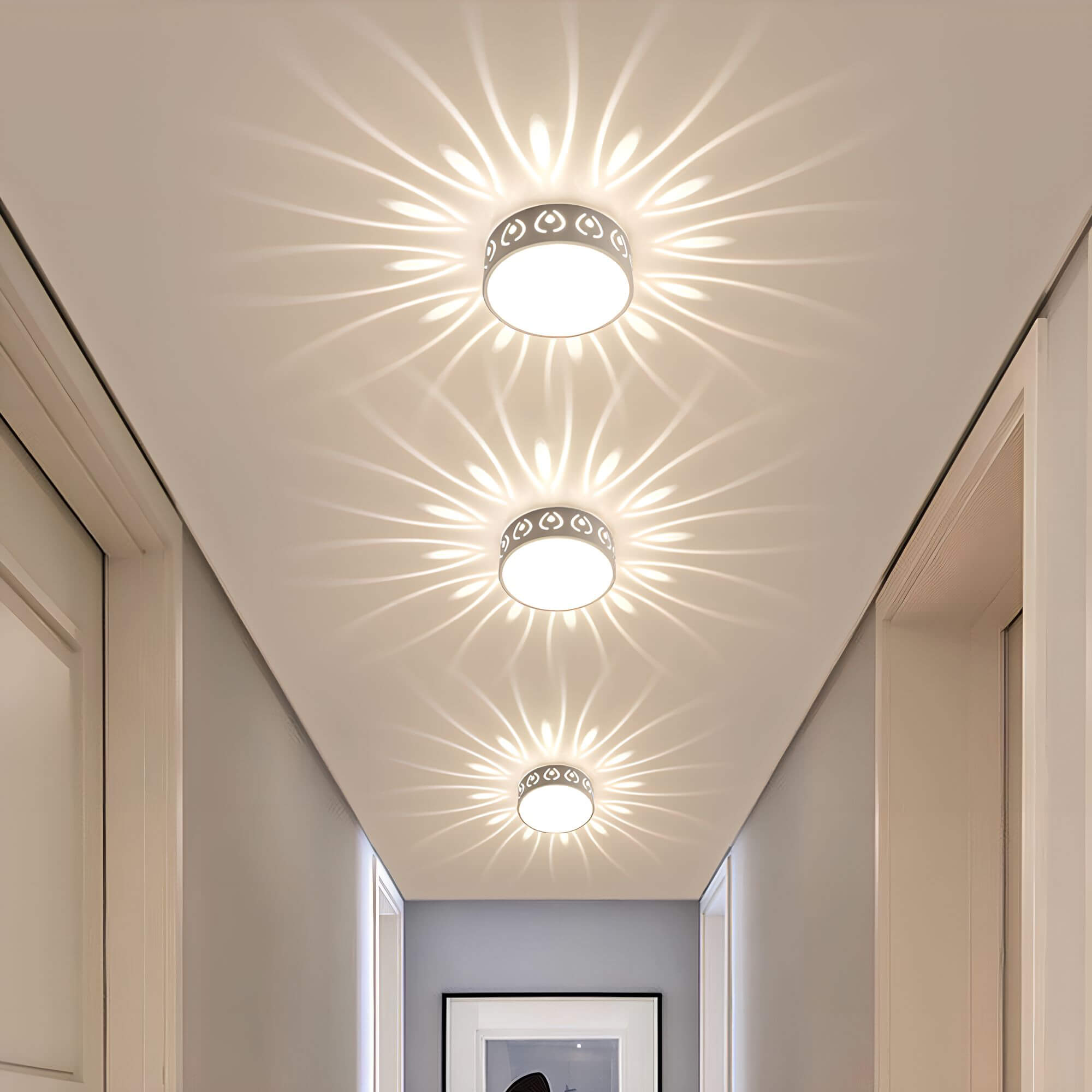 LED downward light ceiling lamp with light pattern