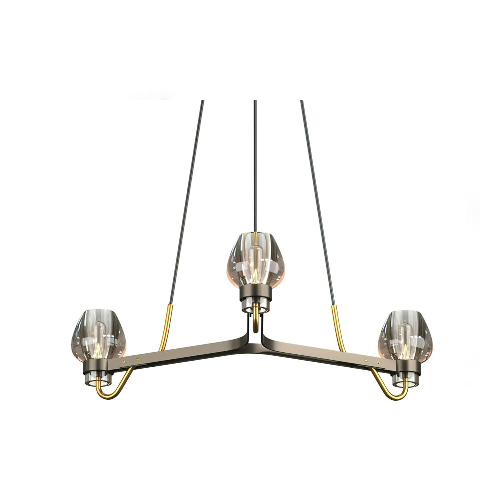 Modern Brass Chandelier with Crystal Shades – Ceiling Light for Dining & Living Room