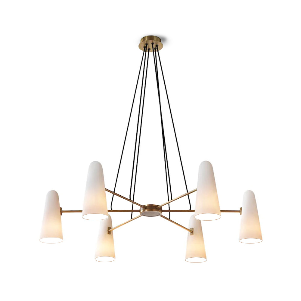 Brass Chandelier Luxury LED Ceiling Light with Glass Shades
