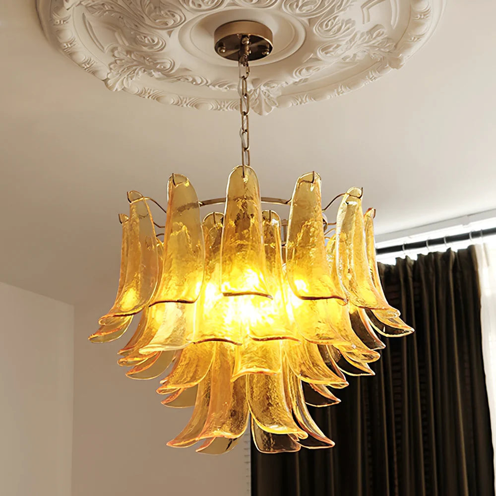 Vintage Statement Metal Glass Mid-Century Retro Glass Chandeliers