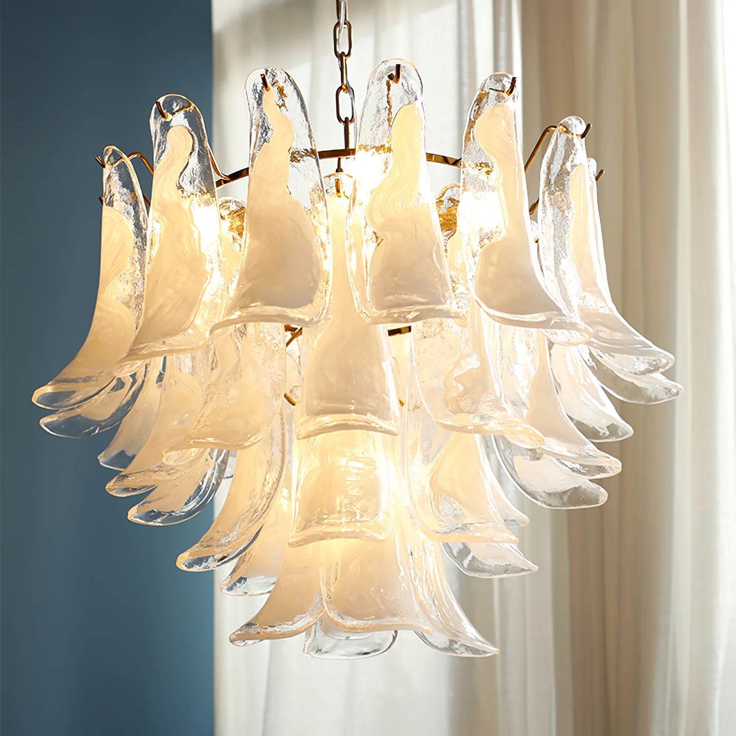 Vintage Statement Metal Glass Mid-Century Retro Glass Chandeliers