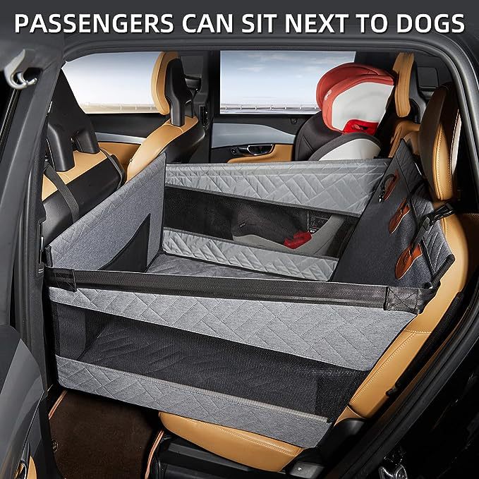 Dog Car Seat Extender Hard Bottom Travel Bed for Back Seat Safety & Comfort