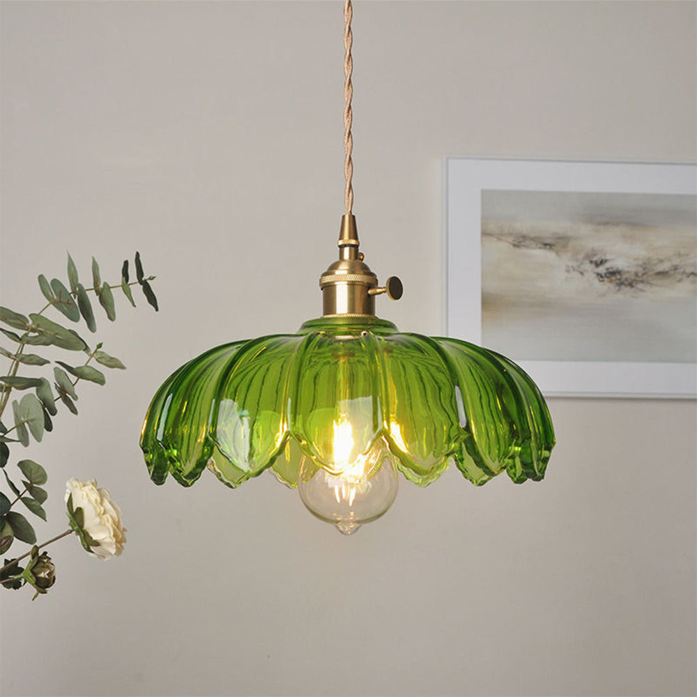 Vintage Blossom Glass Pendant Light Floral Design Hanging Light
