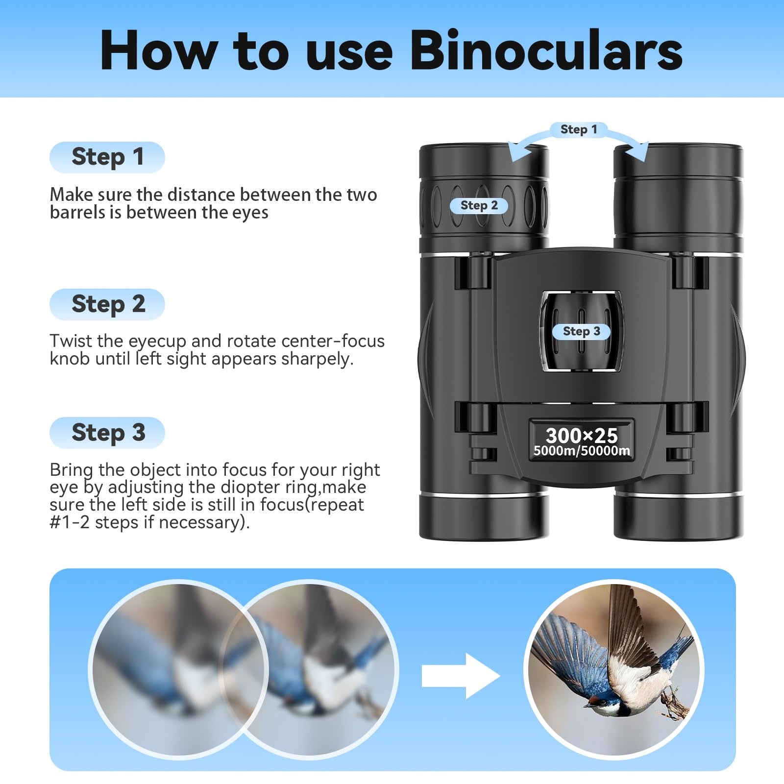 HD Compact Binoculars for Long Range Outdoor Viewing