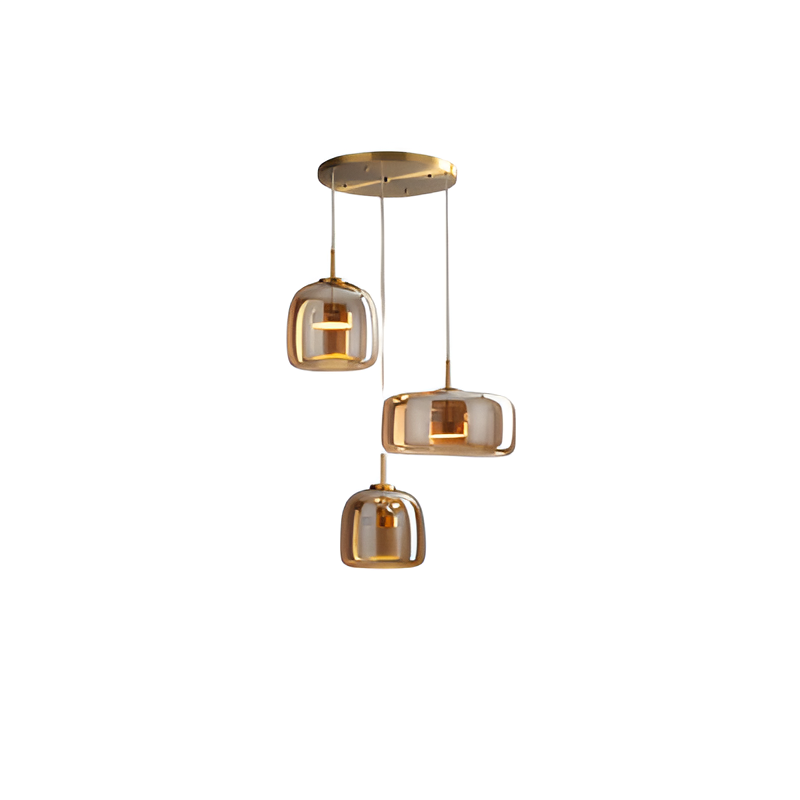 Retro Modern Glass LED Pendant Light Hand-Blown Trio with Adjustable Cord