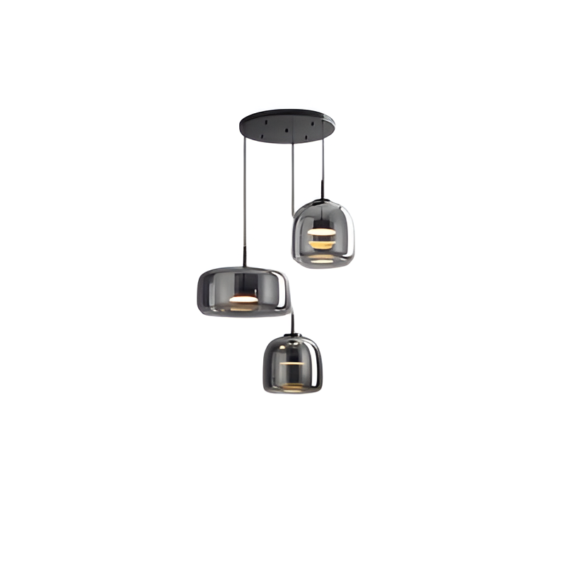 Retro Modern Glass LED Pendant Light Hand-Blown Trio with Adjustable Cord