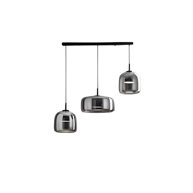 Retro Modern Glass LED Pendant Light Hand-Blown Trio with Adjustable Cord