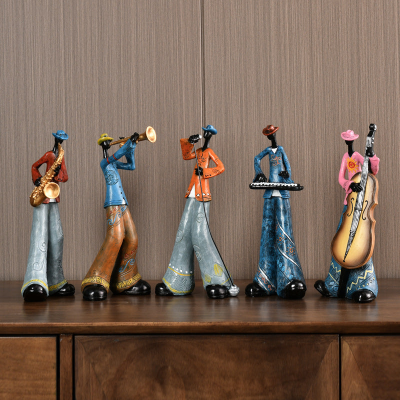 Jazz Music Band Sculpture Retro Decorative Figurine for Home or Office