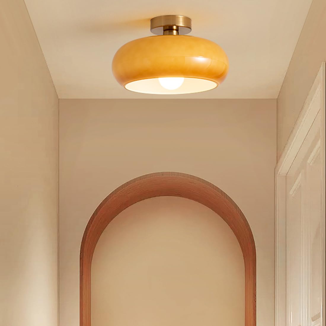Modern Warm Tinted Round Ceiling Light for Living Room and Bedroom