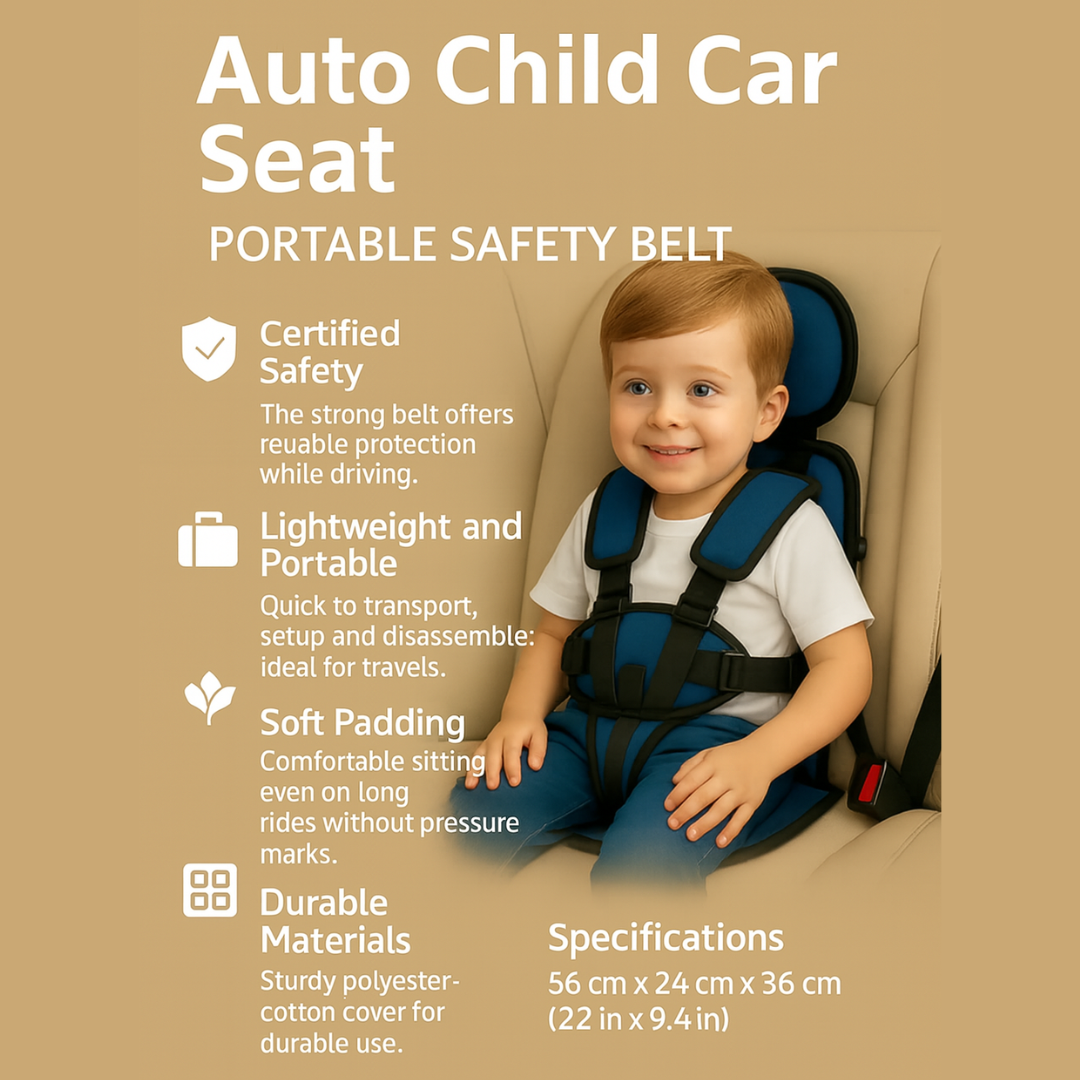Portable Child Car Seat Safe & Comfortable Travel Booster
