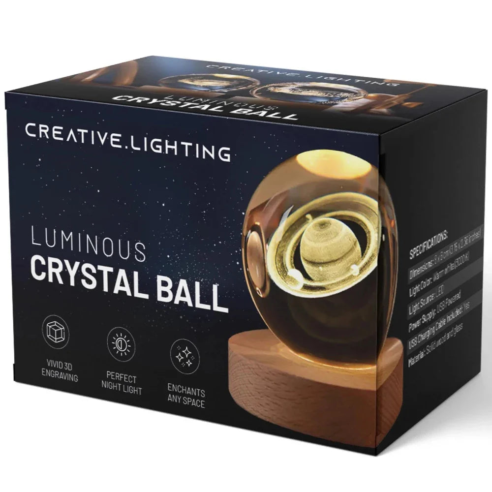 Luminous 3D Crystal Ball Glowing Planet Night Light