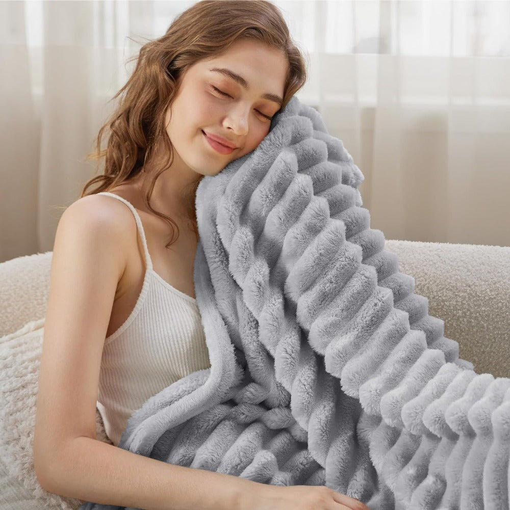 Striped Textured Blanket – Gentle-Touch All-Season Throw