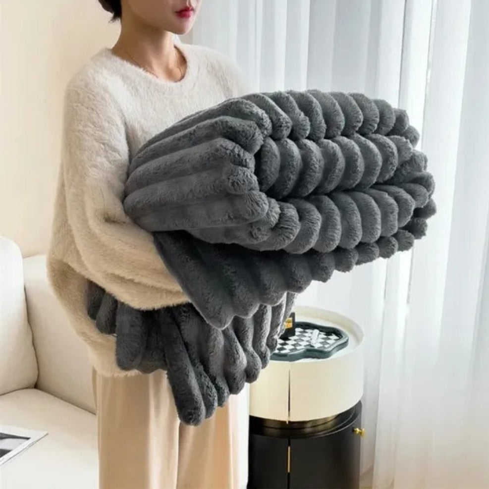 Striped Textured Blanket – Gentle-Touch All-Season Throw