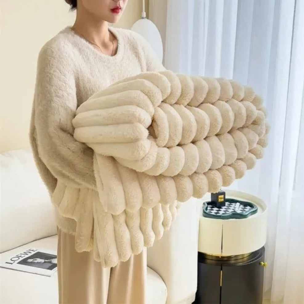 Striped Textured Blanket – Gentle-Touch All-Season Throw