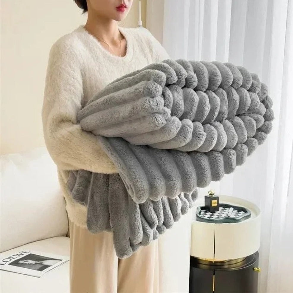 Striped Textured Blanket – Gentle-Touch All-Season Throw