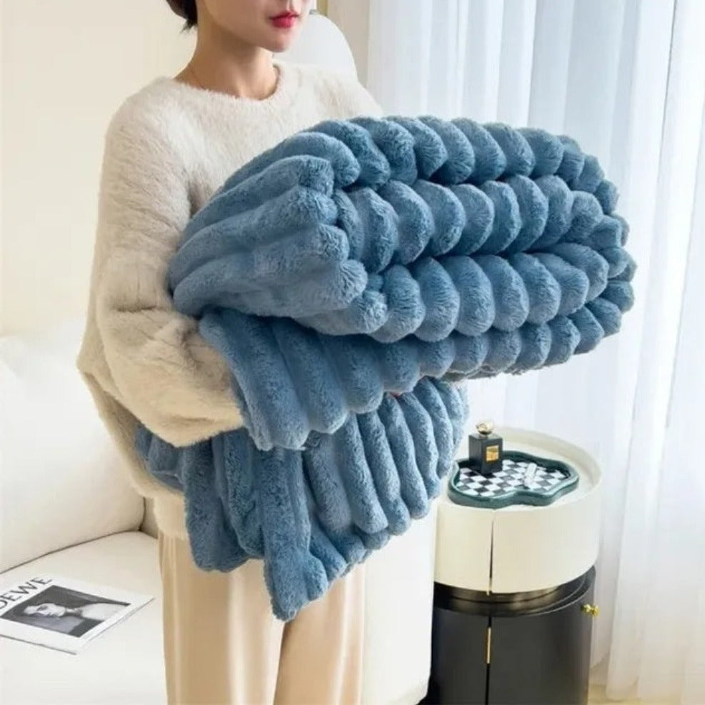 Striped Textured Blanket – Gentle-Touch All-Season Throw