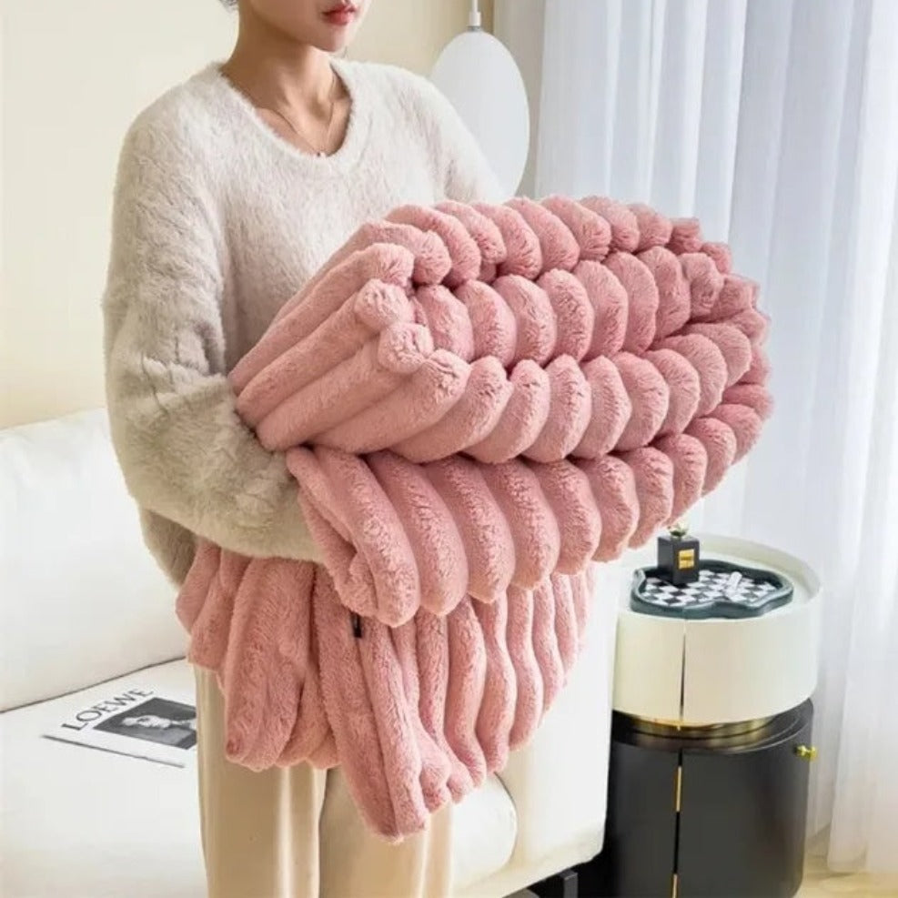 Striped Textured Blanket – Gentle-Touch All-Season Throw