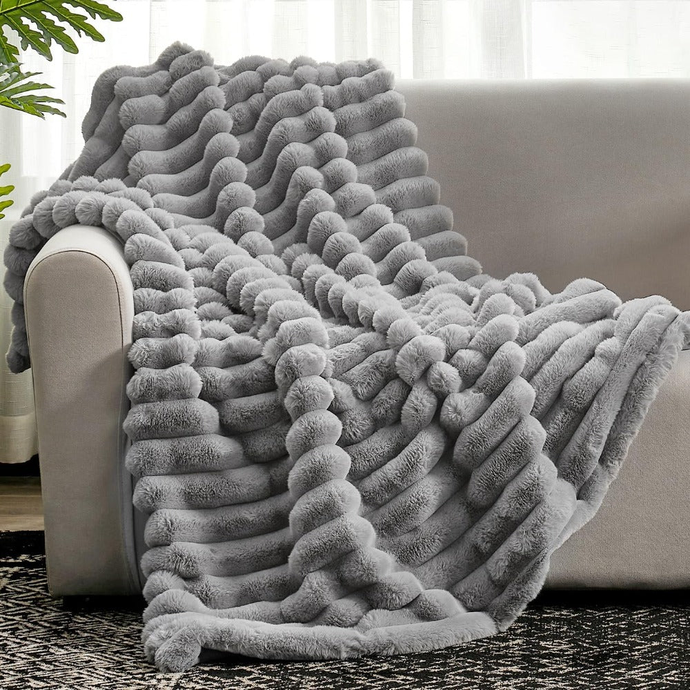Striped Textured Blanket – Gentle-Touch All-Season Throw