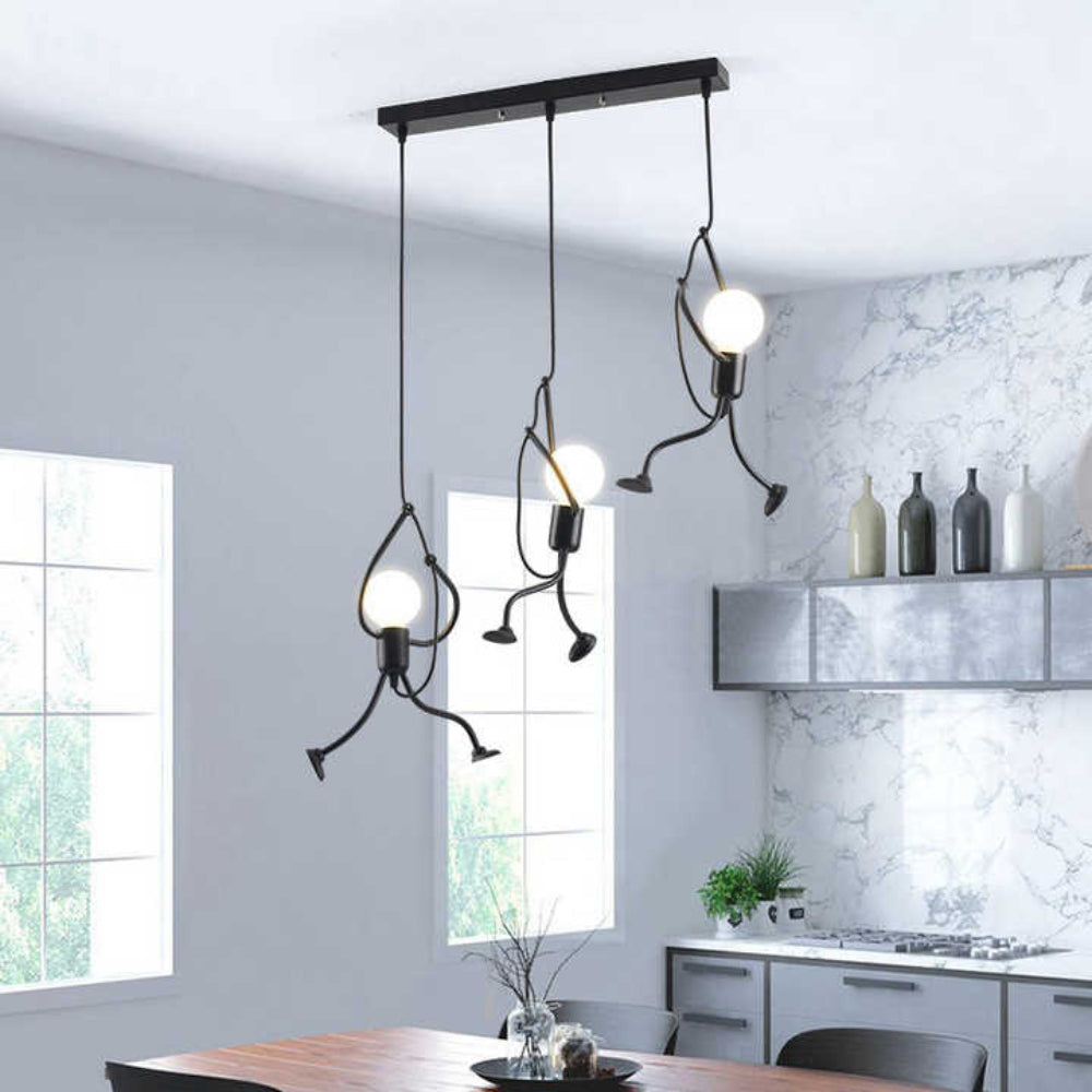 Retro Character Playful Pendant Light with Adjustable Height