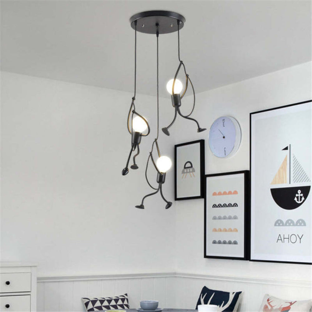 Retro Character Playful Pendant Light with Adjustable Height