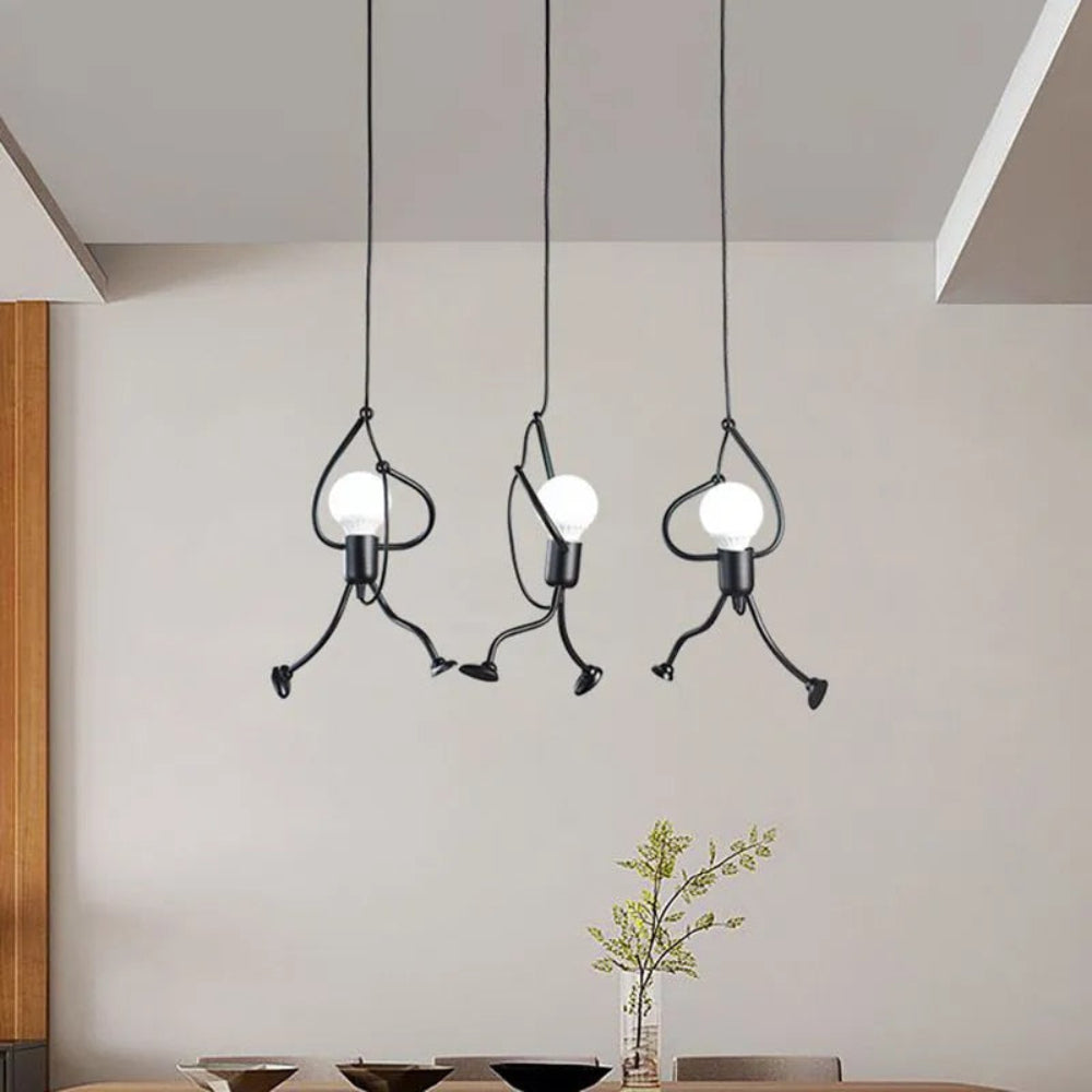 Retro Character Playful Pendant Light with Adjustable Height
