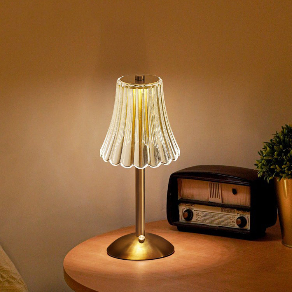 Golden Crystal Glass Table Lamp in Decorative Design with Sparkling Shade