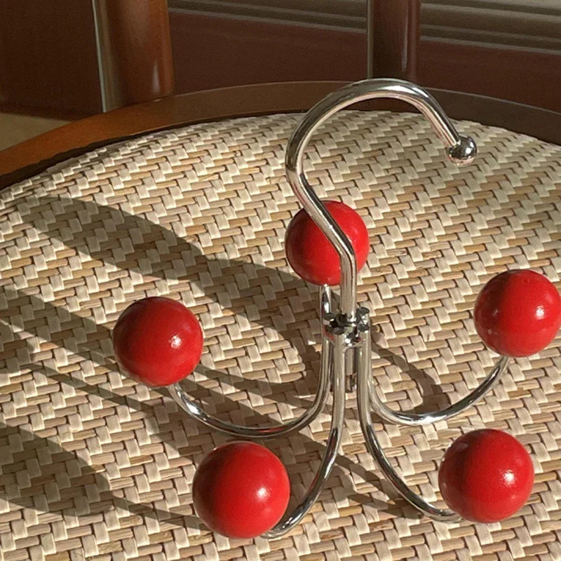 Rotating Wall Hook with Wooden Balls Compact Decorative Hook