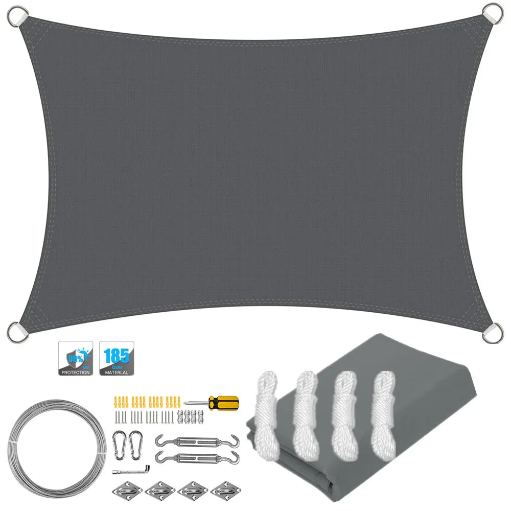 Waterproof Rectangular Sun Shade Sail UV Protection Garden Cover